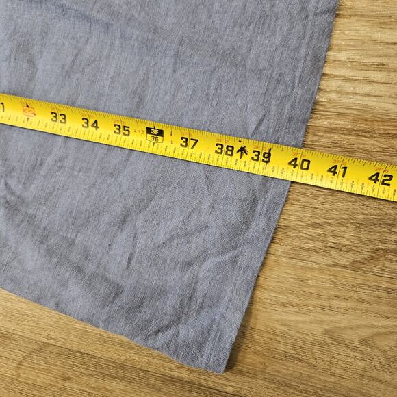 Vtg Linen Blend Jumper Dress Womens M Periwinkle Blue Modest Cottage Square Neck - Picture 7 of 7